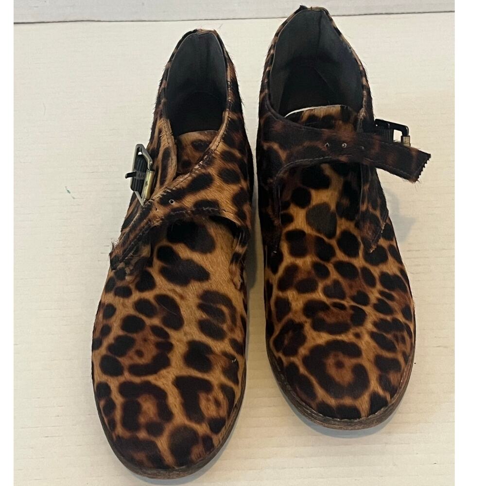 Women's JOHNSTON & MURPHY Pony Hair Cheetah print Ankle Booties‎ Boots Sz 8M